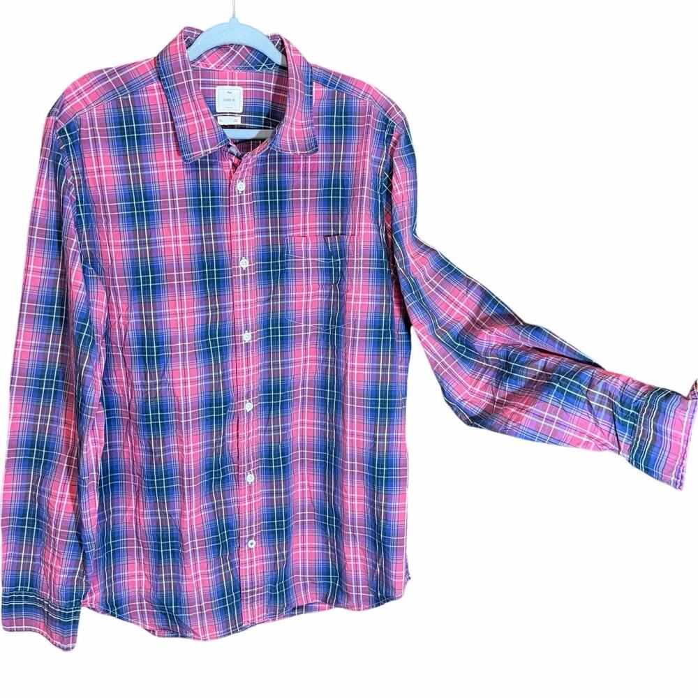 Gap Lived-In Men’s Red Plaid Button Down Shirt Cotton XL casual 100% cotton